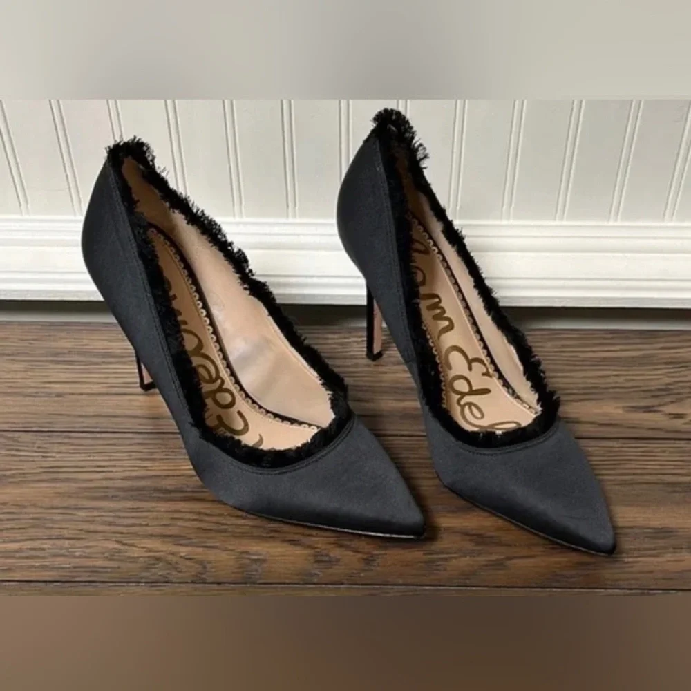 Sam Edelman Black Haylan Frayed Pumps - Picture 8 of 16